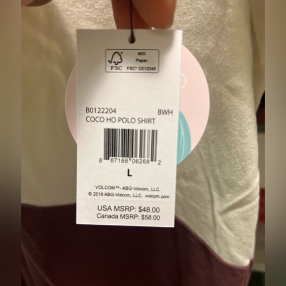 Volcom Women's Coco HO Polo Shirt Multi-Color Large NEW - Picture 3 of 6